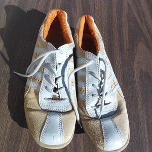 sz7.5 ECCO CREAM & SKY BLUE TRIM FASHION SNEAKER SHOES KD 140214